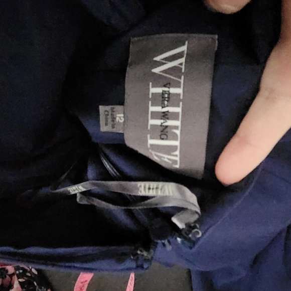 VERA WANG | V-Wire Crepe Mermaid Bridesmaid Dress VW360453 MARINE navy Sz 12 - Picture 8 of 10